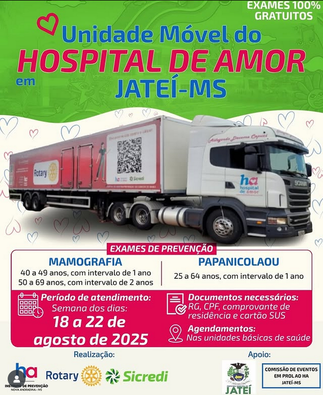 Unidade Móvel do Hospital de Amor em Jateí-MS.
